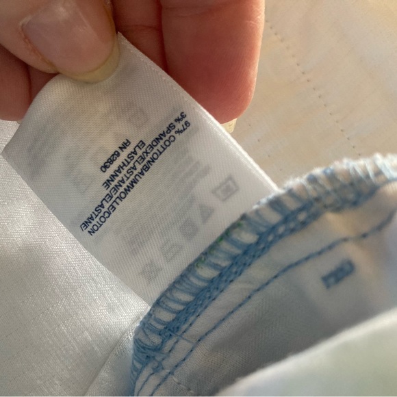 Women's Lands End Mid Rise blue green red sailboat ocean chino shorts size 12 - Picture 8 of 9